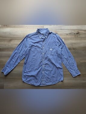 Chaps Mens Classic Blue Gingham Button-Down Shirt